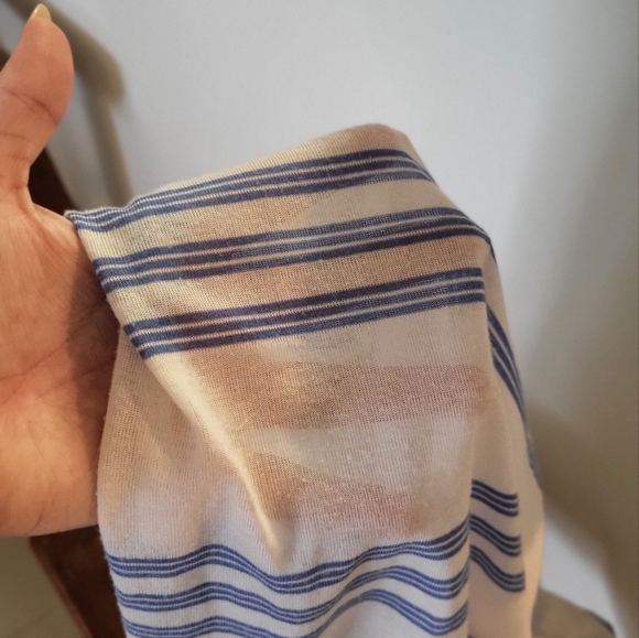 Blue and White Striped Scarf - Picture 3 of 5